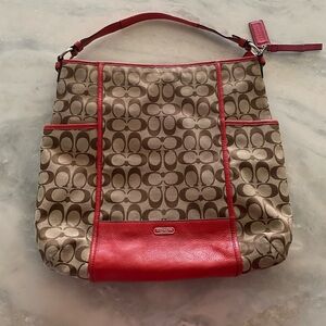 Coach Park Signature Canvas Hobo Shoulder Purse